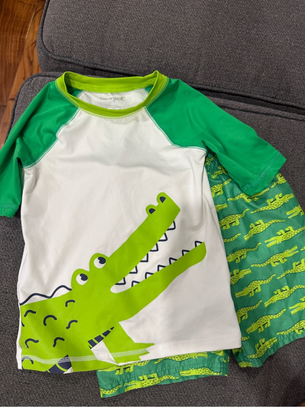Cat & Jack Green White Crocodile Kids Swim Set